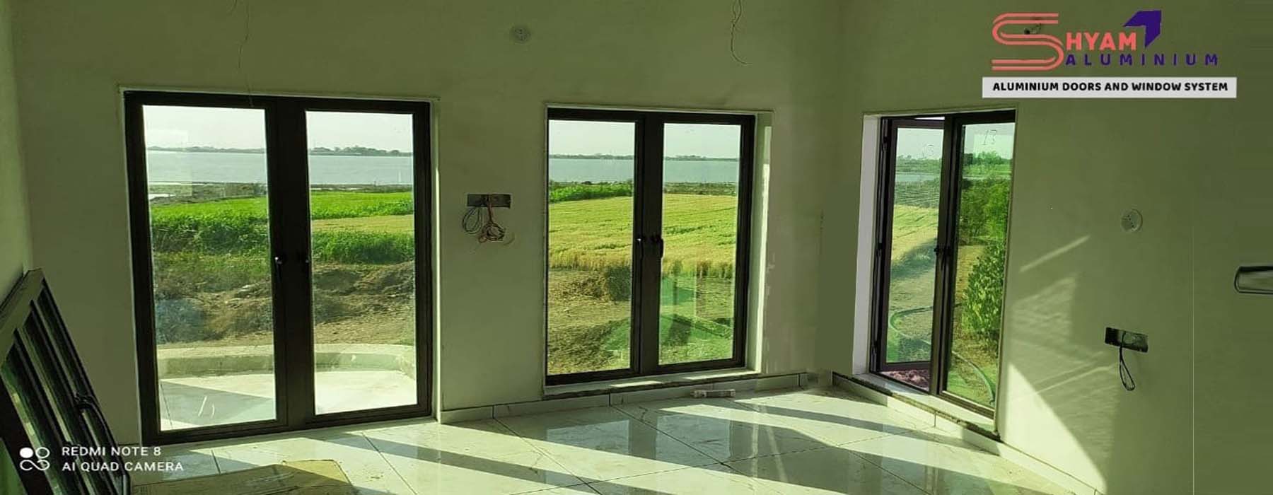 Aluminium Folding Glass Frame Double Sliding Doors