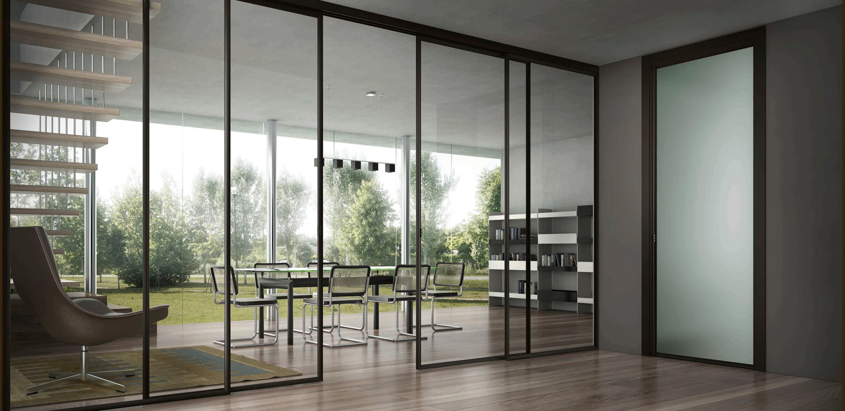 Aluminium Glass Sliding Door - Glass Wall Partition Framework